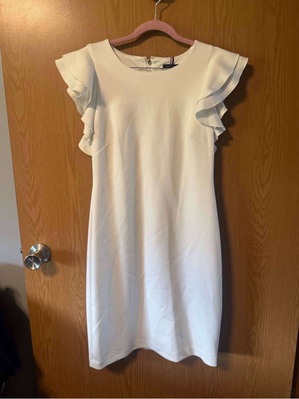 Tommy Hilfiger White Ruffle Sleeve Shift Dress